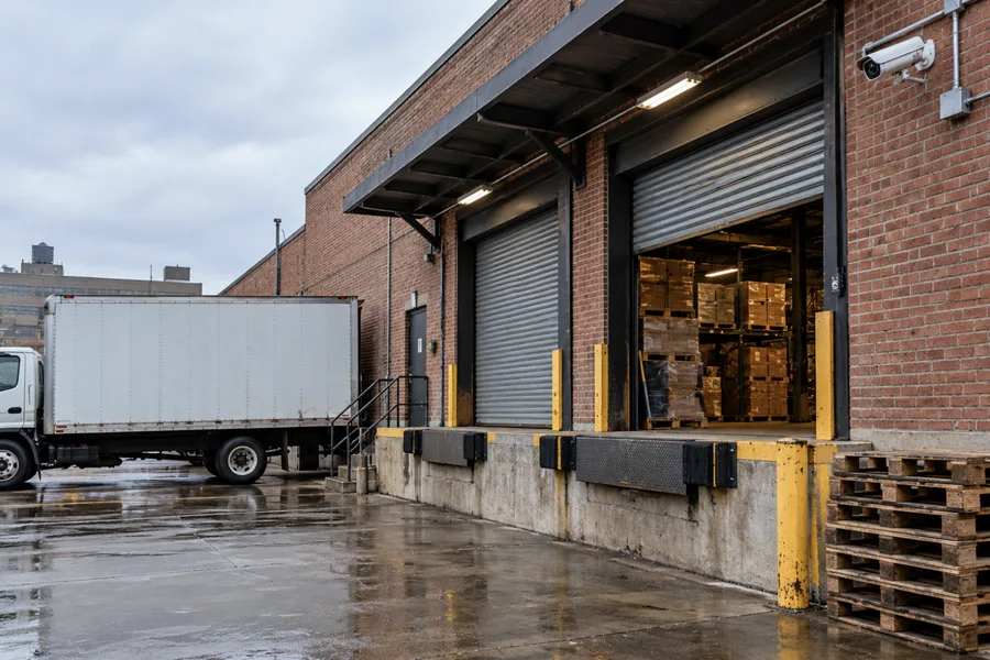 Bullet camera watching a warehouse loading dock